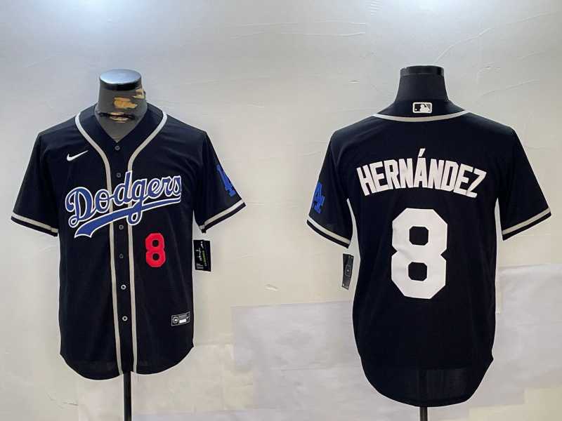 Men%27s Los Angeles Dodgers #8 Enrique Hernandez Black Cool Base Stitched Baseball Jerseys->los angeles dodgers->MLB Jersey